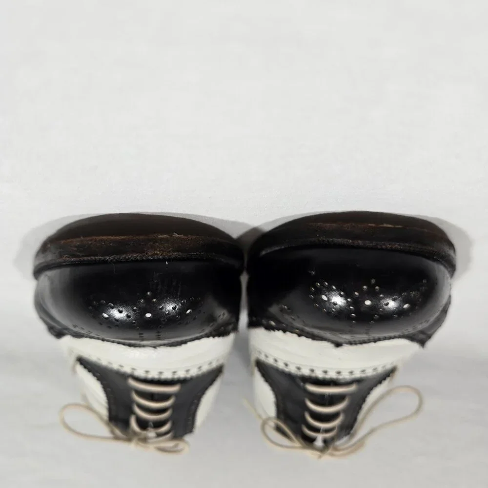 Vintage SPECTATOR COLE HAAN Black&White Wingtip Oxford Dress Shoes Size 9D ITALY - Picture 9 of 17